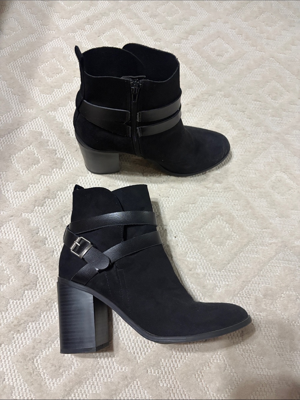 Madden Girl Black Suede Ankle Booties with Strap & Buckle